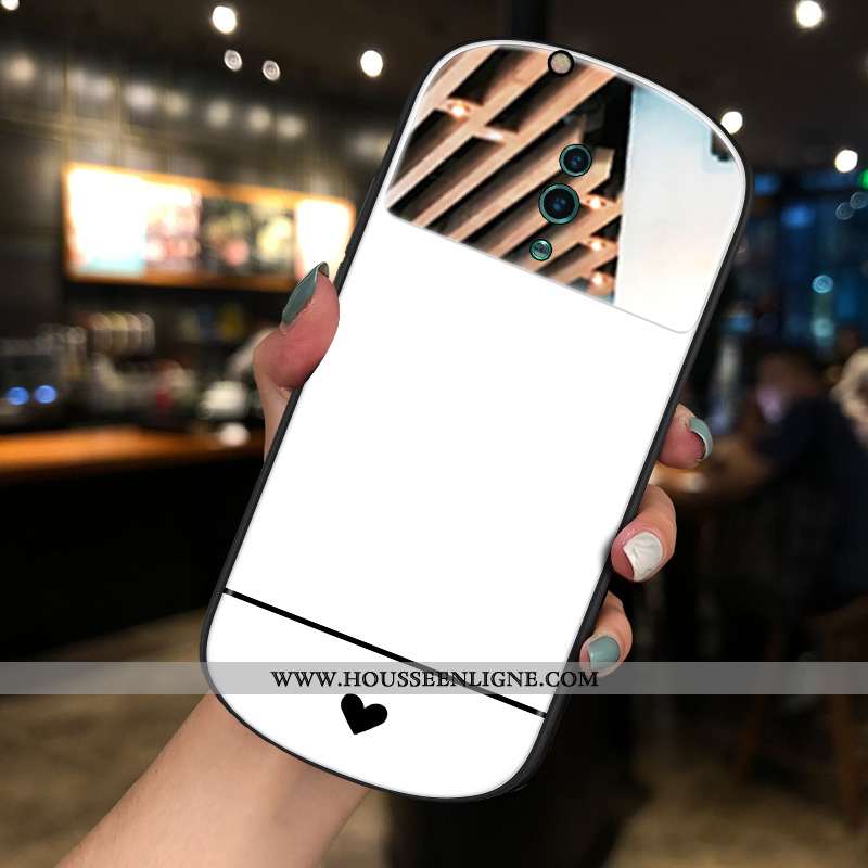 Housse Oppo Reno Z Créatif Tendance Miroir Blanc Rond Téléphone Portable Personnalité Blanche