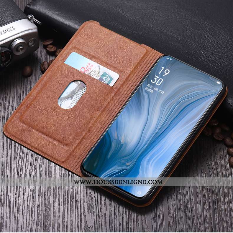 Housse Oppo Reno Z Cuir Silicone Téléphone Portable Kaki Clamshell Protection Étui Khaki