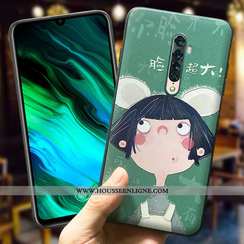 Housse Oppo Reno Z Délavé En Daim Personnalité Coque Étui Téléphone Portable Fluide Doux Légère Vert