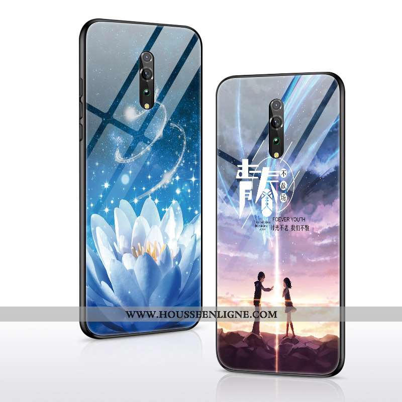 Housse Oppo Reno Z Fluide Doux Protection Verre Téléphone Portable Tout Compris Bleu Tendance