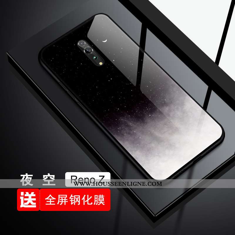 Housse Oppo Reno Z Fluide Doux Protection Verre Téléphone Portable Tout Compris Bleu Tendance