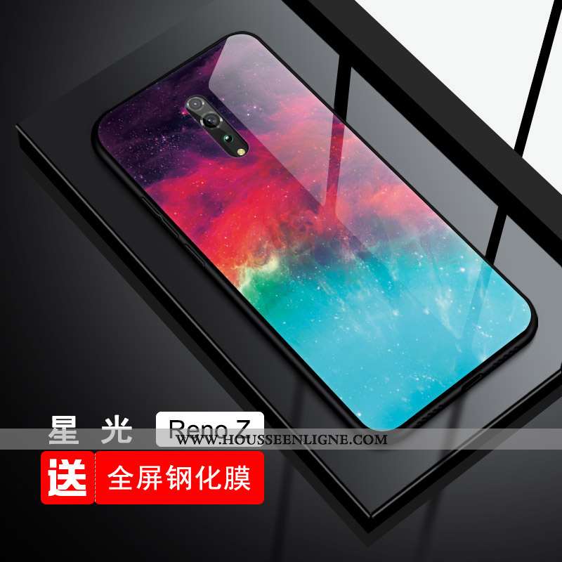 Housse Oppo Reno Z Fluide Doux Protection Verre Téléphone Portable Tout Compris Bleu Tendance