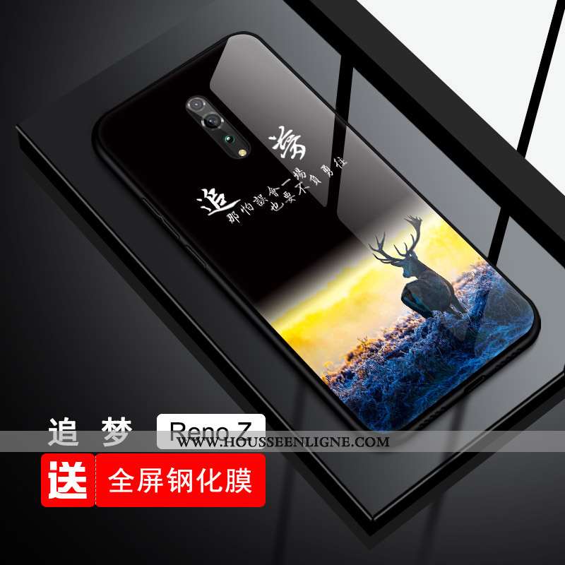 Housse Oppo Reno Z Fluide Doux Protection Verre Téléphone Portable Tout Compris Bleu Tendance