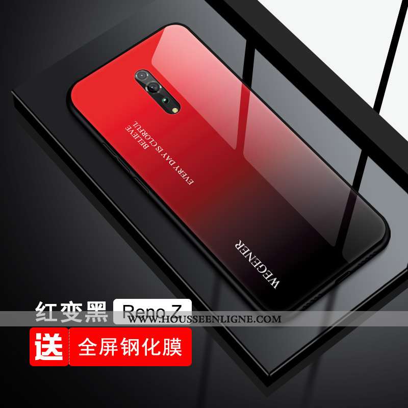 Housse Oppo Reno Z Fluide Doux Protection Verre Téléphone Portable Tout Compris Bleu Tendance