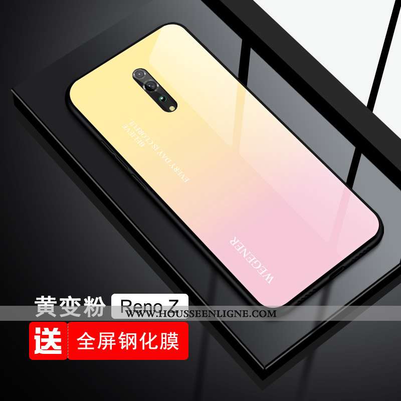 Housse Oppo Reno Z Fluide Doux Protection Verre Téléphone Portable Tout Compris Bleu Tendance