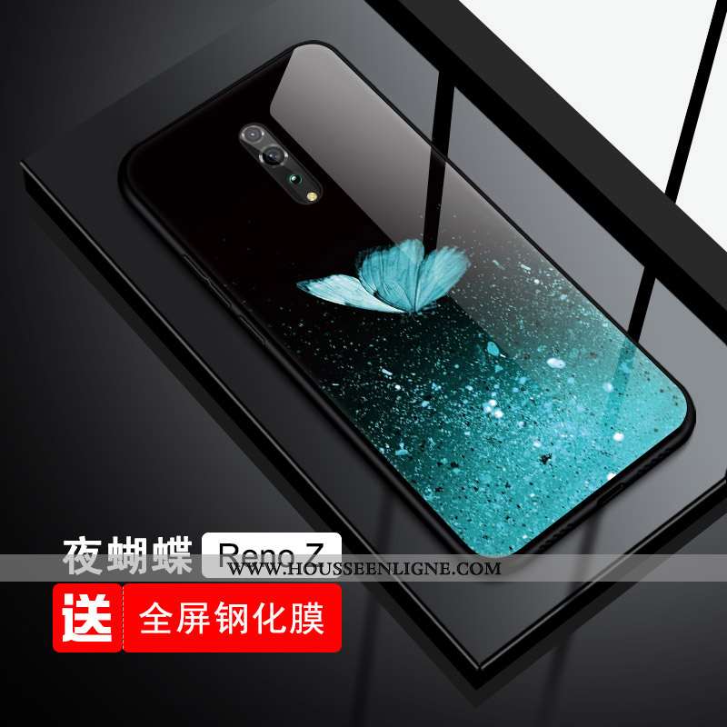 Housse Oppo Reno Z Fluide Doux Protection Verre Téléphone Portable Tout Compris Bleu Tendance