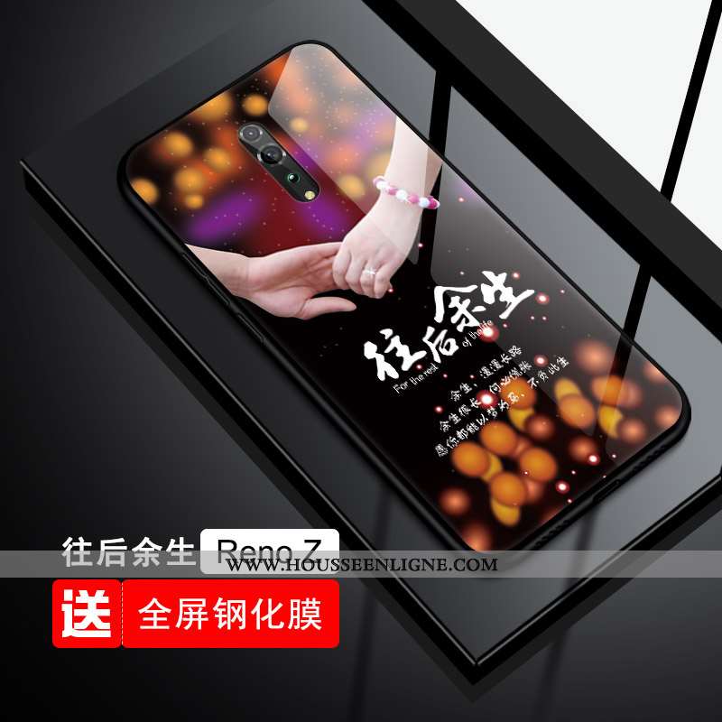 Housse Oppo Reno Z Fluide Doux Protection Verre Téléphone Portable Tout Compris Bleu Tendance