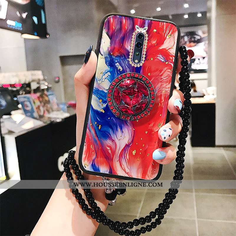 Housse Oppo Reno Z Incruster Strass Tendance Rouge Protection Luxe Téléphone Portable Mode