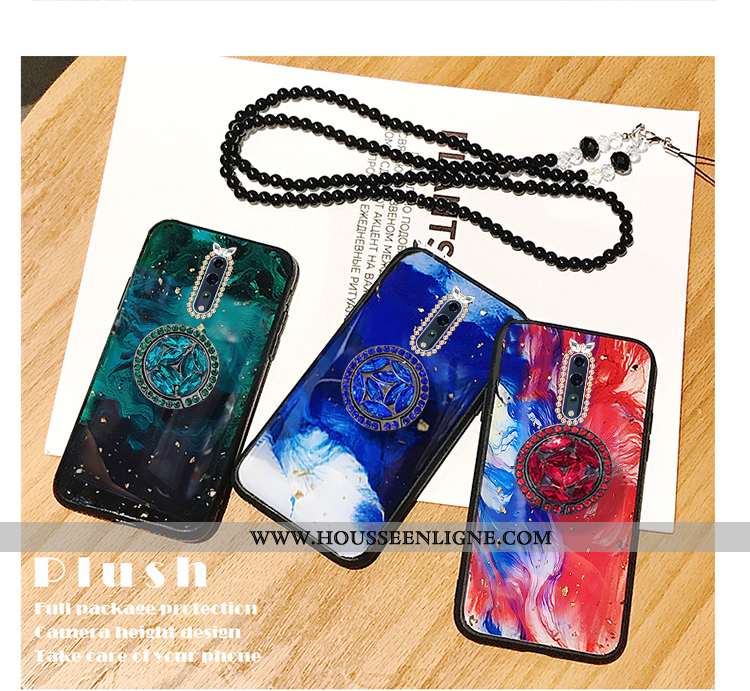 Housse Oppo Reno Z Incruster Strass Tendance Rouge Protection Luxe Téléphone Portable Mode