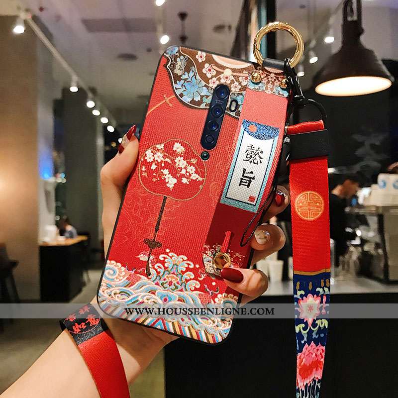 Housse Oppo Reno2 Fluide Doux Ornements Suspendus Nouveau Coque Rouge Vert Téléphone Portable Verte
