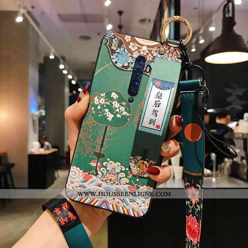 Housse Oppo Reno2 Fluide Doux Ornements Suspendus Nouveau Coque Rouge Vert Téléphone Portable Verte