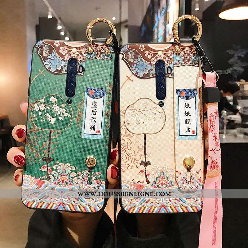 Housse Oppo Reno2 Fluide Doux Ornements Suspendus Nouveau Coque Rouge Vert Téléphone Portable Verte