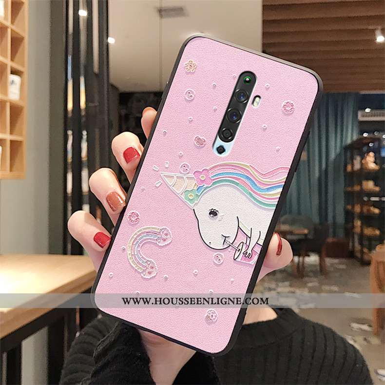 Housse Oppo Reno2 Gaufrage Charmant Gris Téléphone Portable Coque Nouveau Fluide Doux