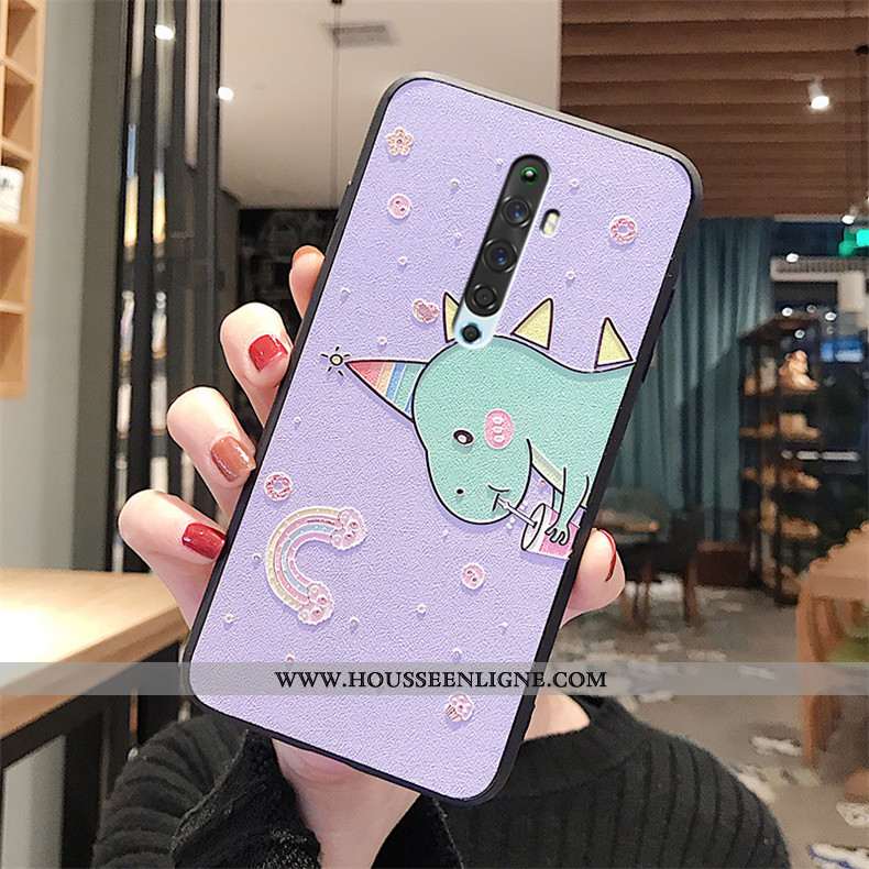 Housse Oppo Reno2 Gaufrage Charmant Gris Téléphone Portable Coque Nouveau Fluide Doux