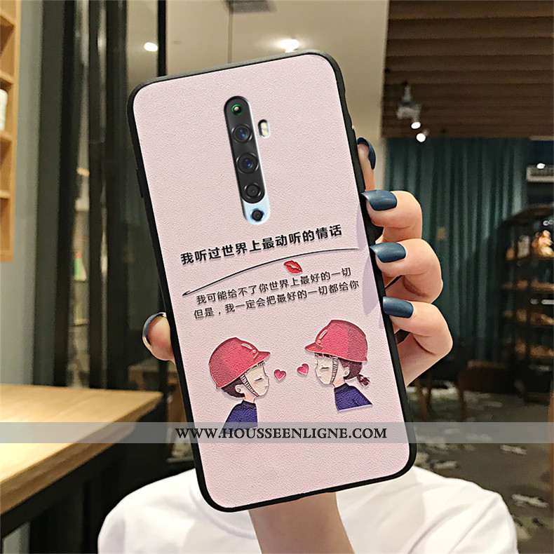 Housse Oppo Reno2 Gaufrage Charmant Gris Téléphone Portable Coque Nouveau Fluide Doux
