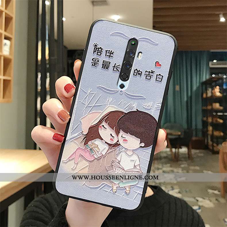 Housse Oppo Reno2 Gaufrage Charmant Gris Téléphone Portable Coque Nouveau Fluide Doux