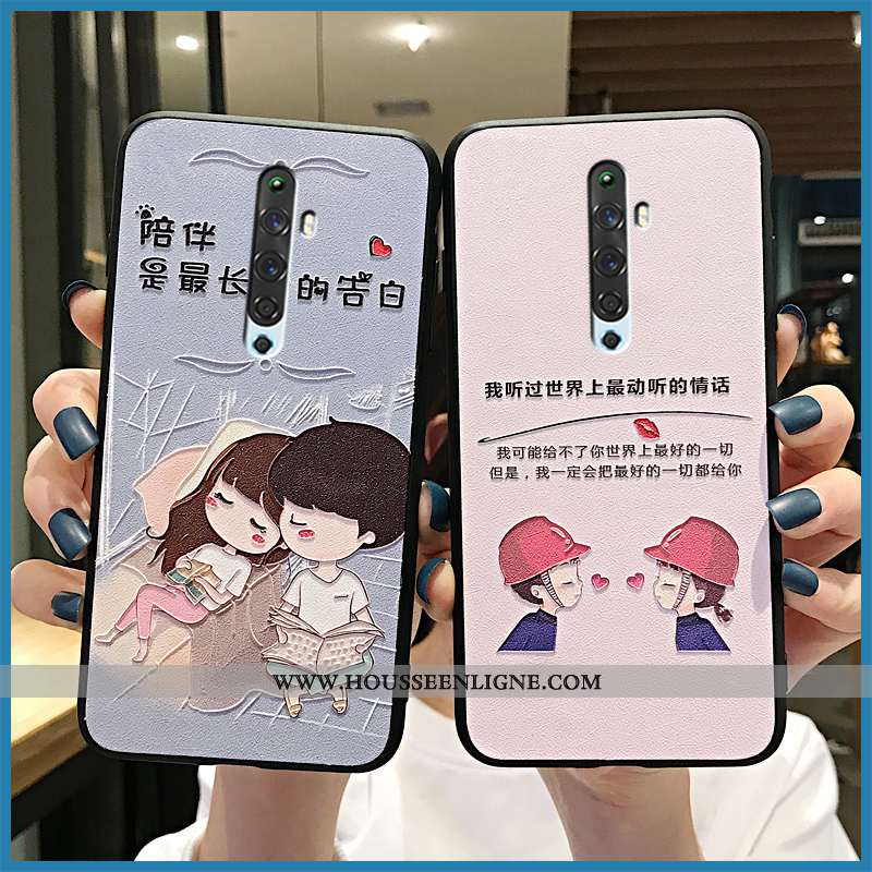 Housse Oppo Reno2 Gaufrage Charmant Gris Téléphone Portable Coque Nouveau Fluide Doux