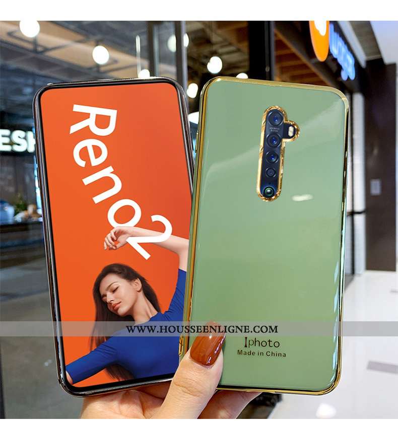 Housse Oppo Reno2 Protection Fluide Doux Tout Compris Net Rouge Coque Étui Incassable Verte