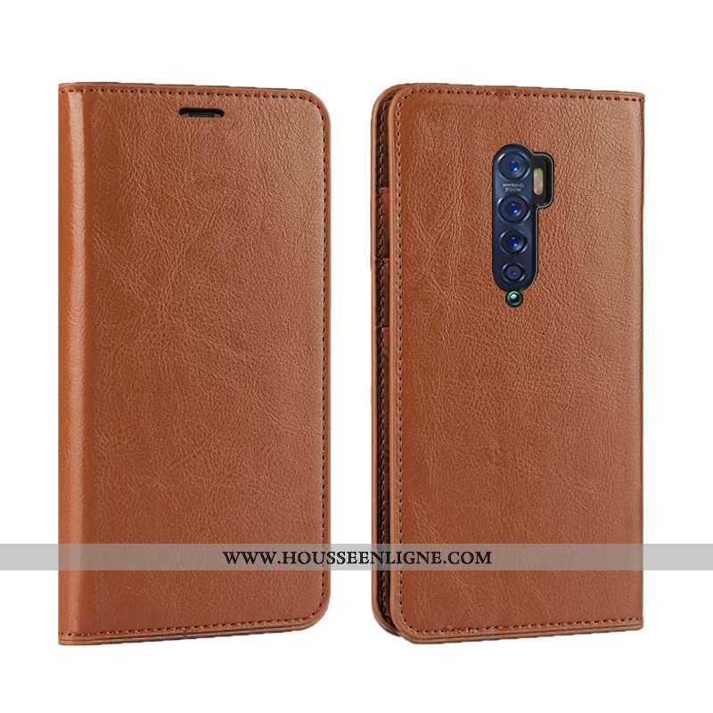 Housse Oppo Reno2 Protection Luxe Qualité Étui Business Cuir Cuir Véritable Khaki