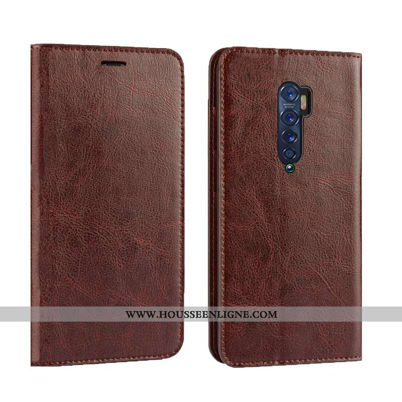 Housse Oppo Reno2 Protection Luxe Qualité Étui Business Cuir Cuir Véritable Khaki