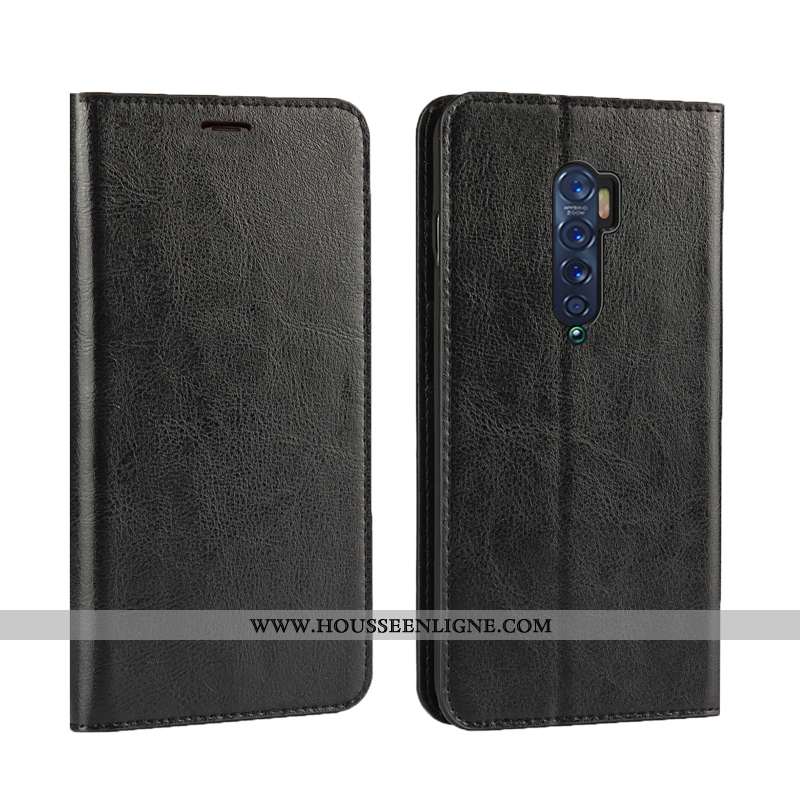 Housse Oppo Reno2 Protection Luxe Qualité Étui Business Cuir Cuir Véritable Khaki