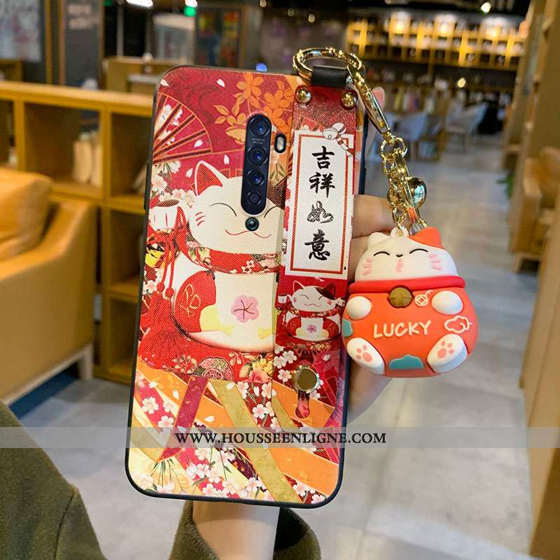 Housse Oppo Reno2 Protection Ornements Suspendus Créatif Support Personnalité Étui Coque Rouge