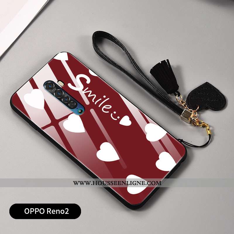 Housse Oppo Reno2 Protection Verre Net Rouge Amour Incassable Coque Fluide Doux Blanche