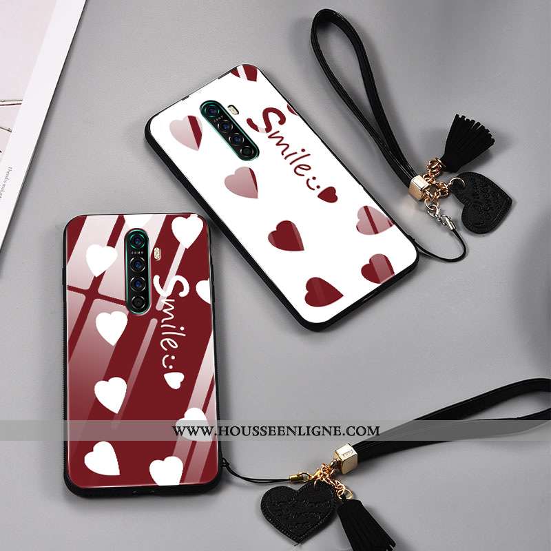 Housse Oppo Reno2 Protection Verre Net Rouge Amour Incassable Coque Fluide Doux Blanche