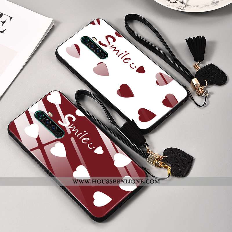 Housse Oppo Reno2 Protection Verre Net Rouge Amour Incassable Coque Fluide Doux Blanche