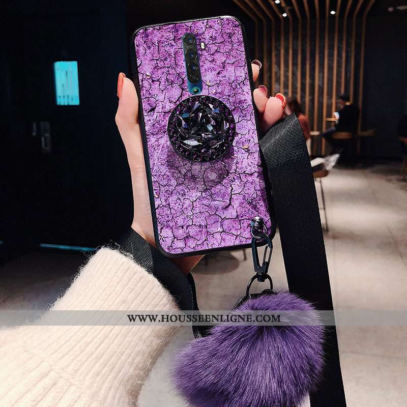 Housse Oppo Reno2 Silicone Protection Coque Tendance Net Rouge Violet Fluide Doux