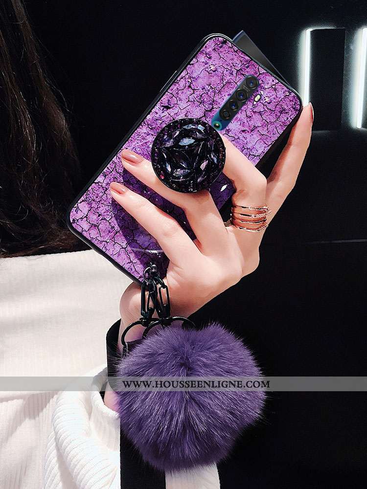 Housse Oppo Reno2 Silicone Protection Coque Tendance Net Rouge Violet Fluide Doux