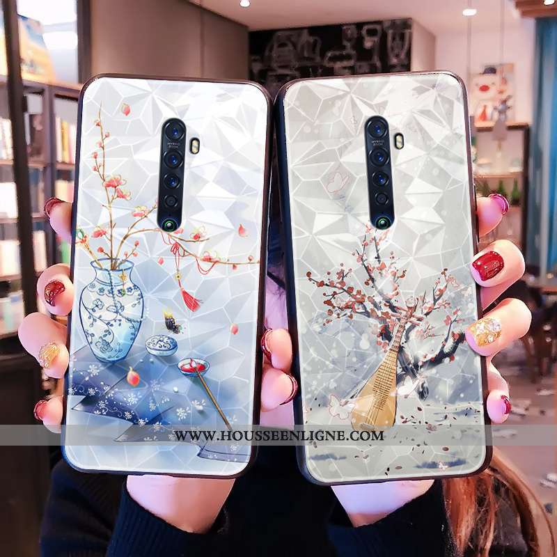 Housse Oppo Reno2 Tendance Modèle Fleurie Téléphone Portable Tout Compris Style Chinois Bleu Incassa