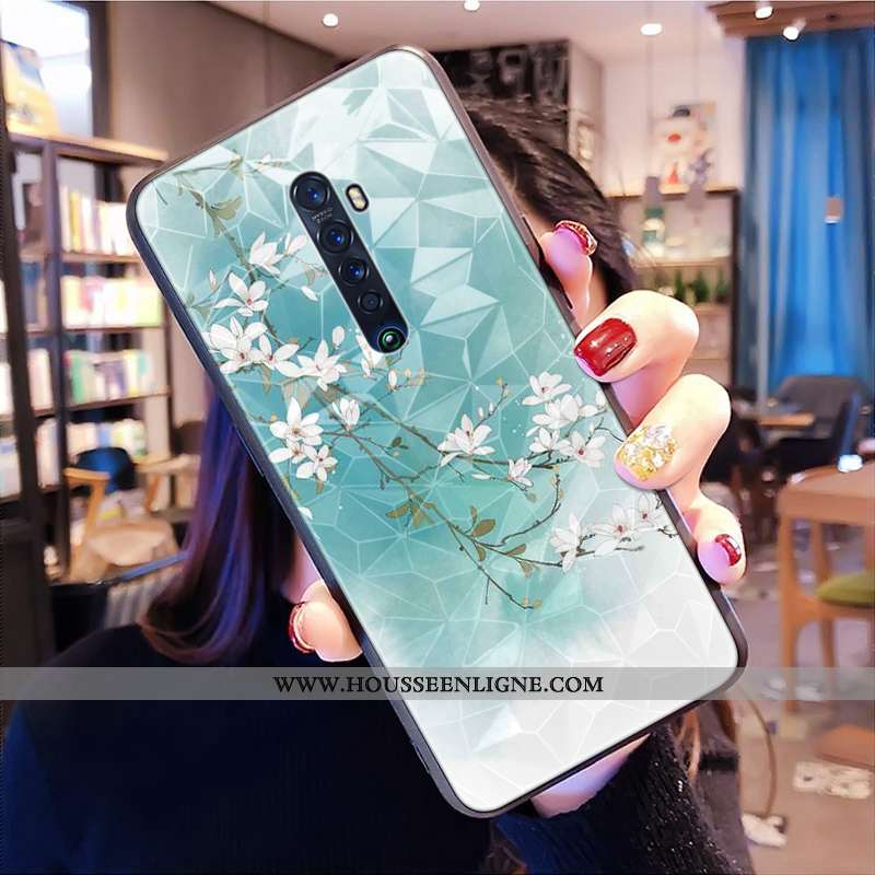 Housse Oppo Reno2 Tendance Modèle Fleurie Téléphone Portable Tout Compris Style Chinois Bleu Incassa