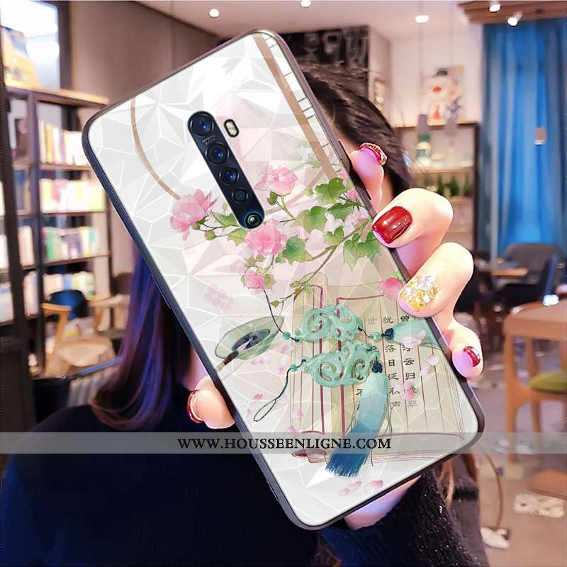 Housse Oppo Reno2 Tendance Modèle Fleurie Téléphone Portable Tout Compris Style Chinois Bleu Incassa