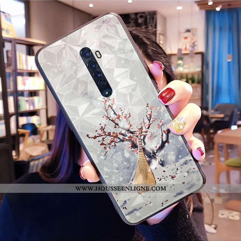 Housse Oppo Reno2 Tendance Modèle Fleurie Téléphone Portable Tout Compris Style Chinois Bleu Incassa