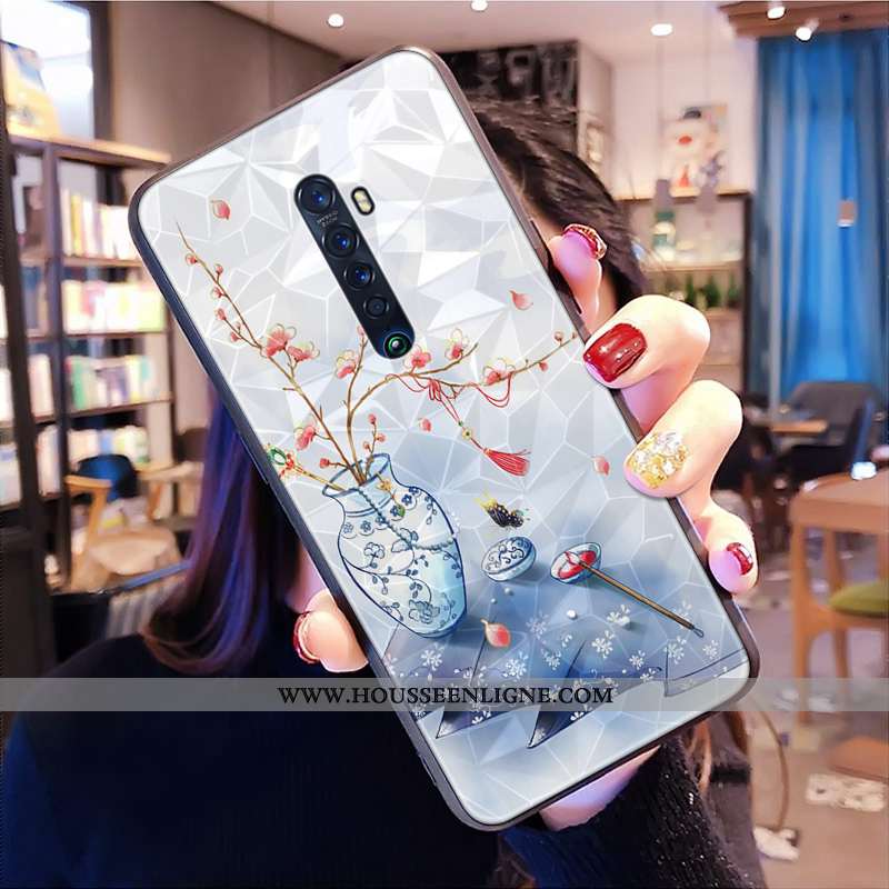 Housse Oppo Reno2 Tendance Modèle Fleurie Téléphone Portable Tout Compris Style Chinois Bleu Incassa