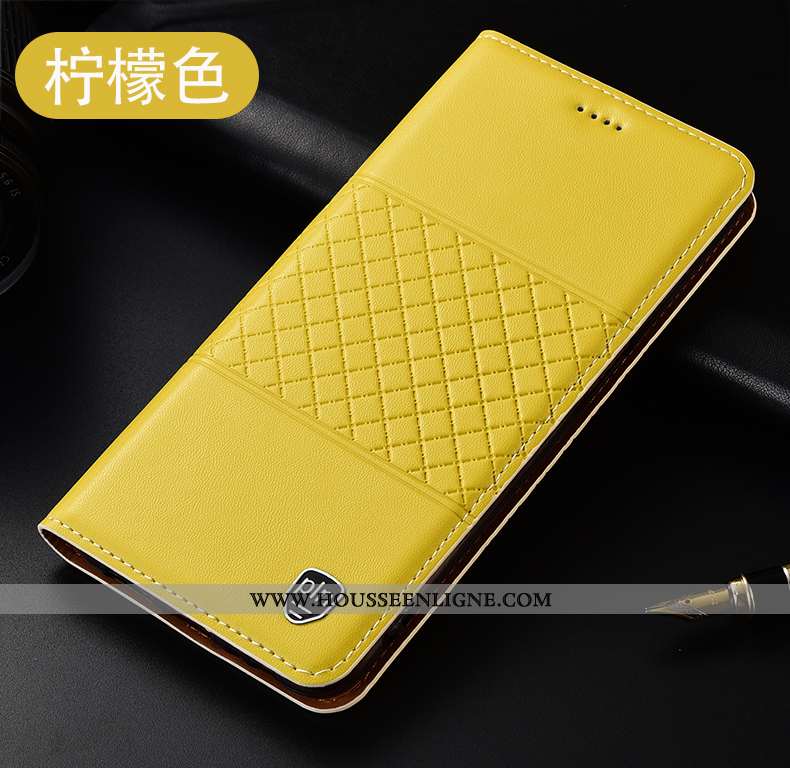 Housse Oppo Reno2 Z Cuir Véritable Protection Incassable Coque Étui Téléphone Portable Jaune