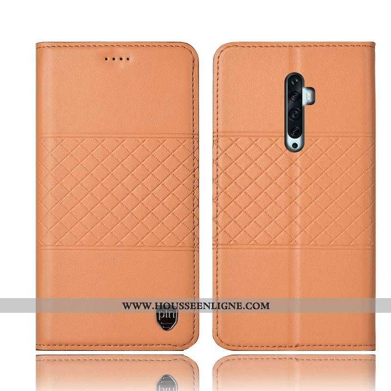 Housse Oppo Reno2 Z Cuir Véritable Protection Incassable Coque Étui Téléphone Portable Jaune