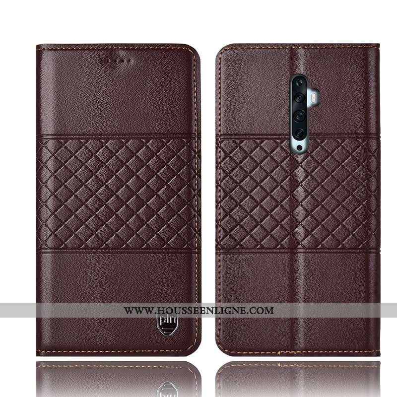 Housse Oppo Reno2 Z Cuir Véritable Protection Incassable Coque Étui Téléphone Portable Jaune