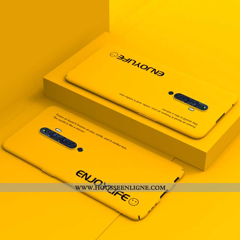 Housse Oppo Reno2 Z Légère Protection Délavé En Daim Étui Luxe Difficile Net Rouge Jaune