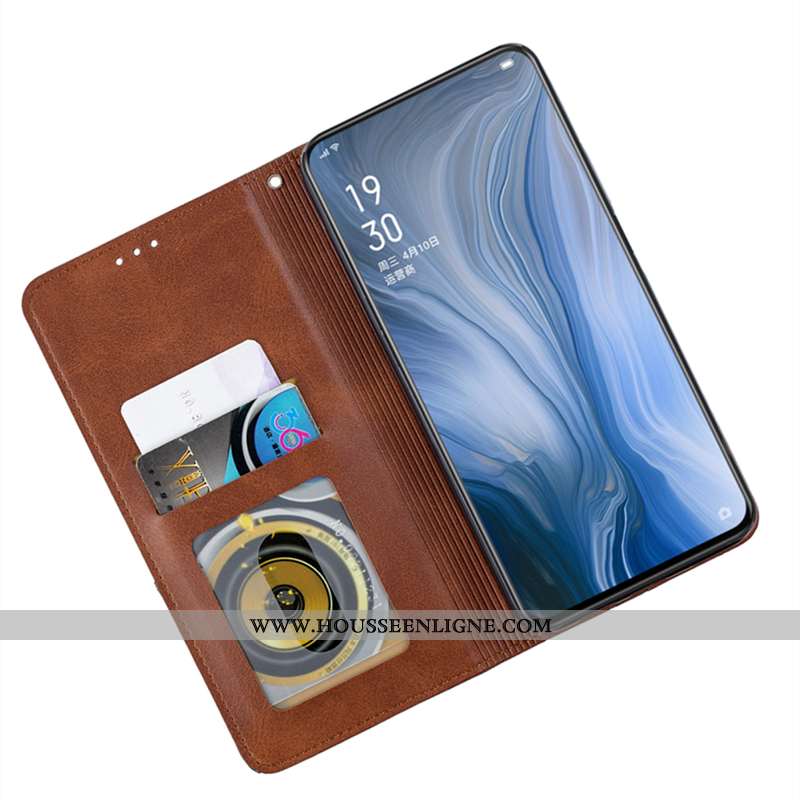 Housse Oppo Reno2 Z Protection Cuir Automatique Téléphone Portable Kaki Étui Khaki