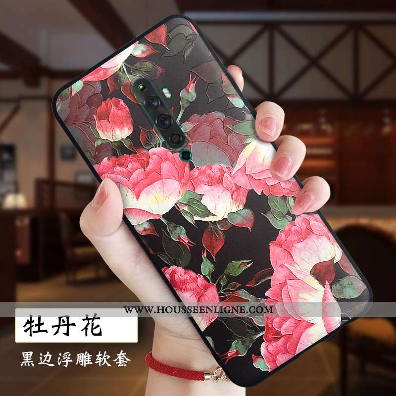 Housse Oppo Reno2 Z Protection Délavé En Daim Rouge Légère Style Chinois Gaufrage Nouveau