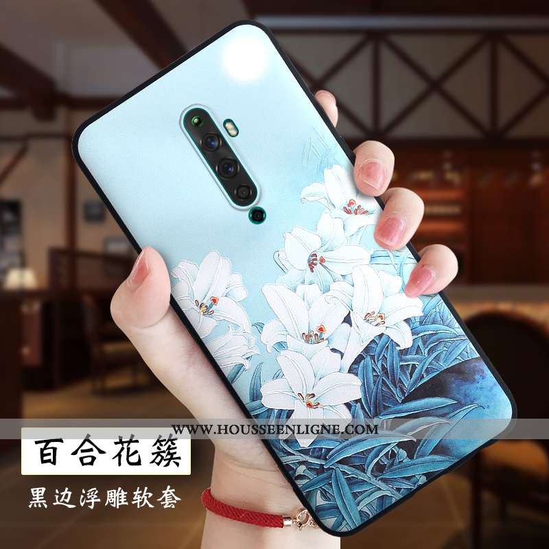 Housse Oppo Reno2 Z Protection Délavé En Daim Rouge Légère Style Chinois Gaufrage Nouveau