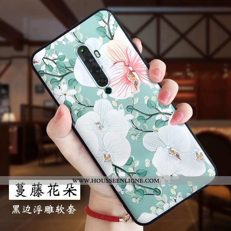 Housse Oppo Reno2 Z Protection Délavé En Daim Rouge Légère Style Chinois Gaufrage Nouveau