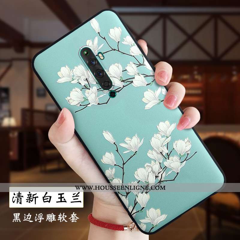Housse Oppo Reno2 Z Protection Délavé En Daim Rouge Légère Style Chinois Gaufrage Nouveau