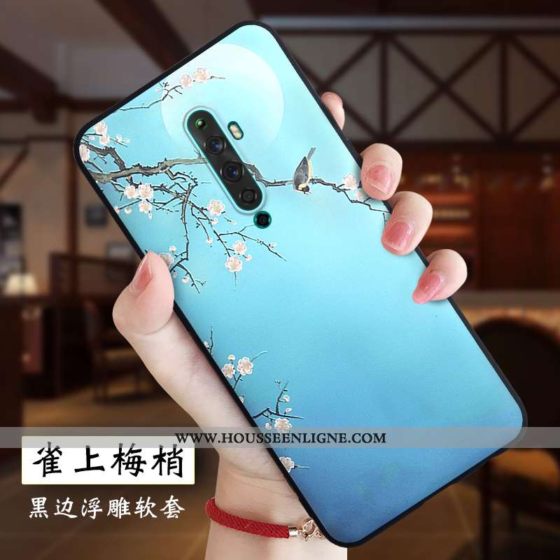 Housse Oppo Reno2 Z Protection Délavé En Daim Rouge Légère Style Chinois Gaufrage Nouveau