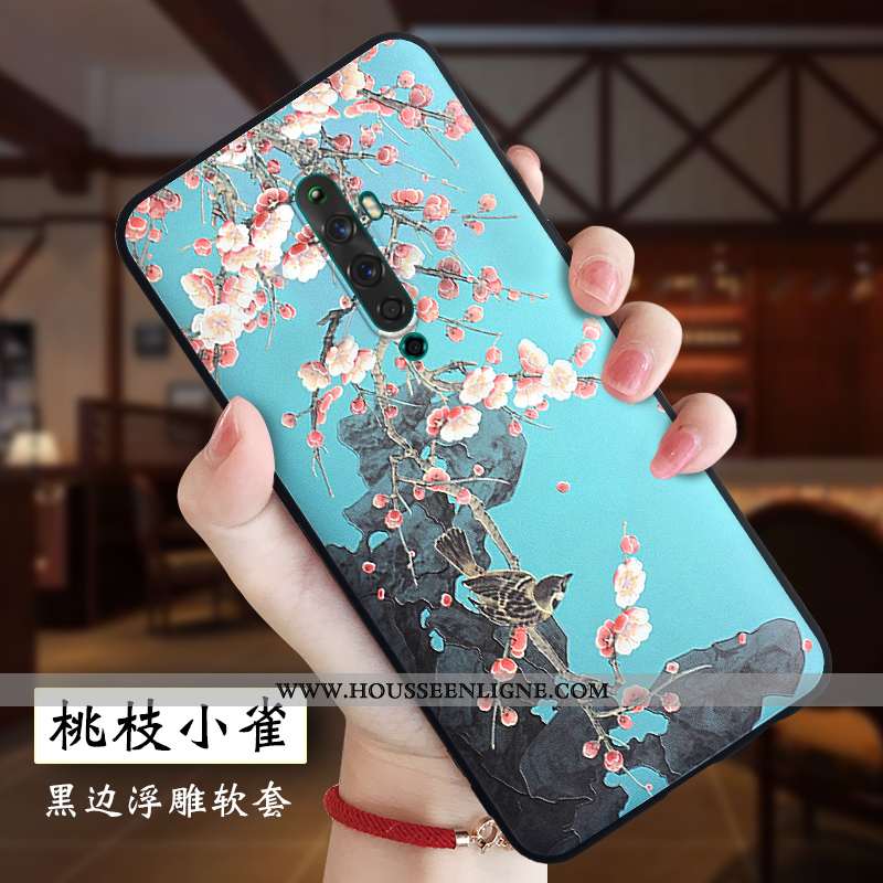 Housse Oppo Reno2 Z Protection Délavé En Daim Rouge Légère Style Chinois Gaufrage Nouveau