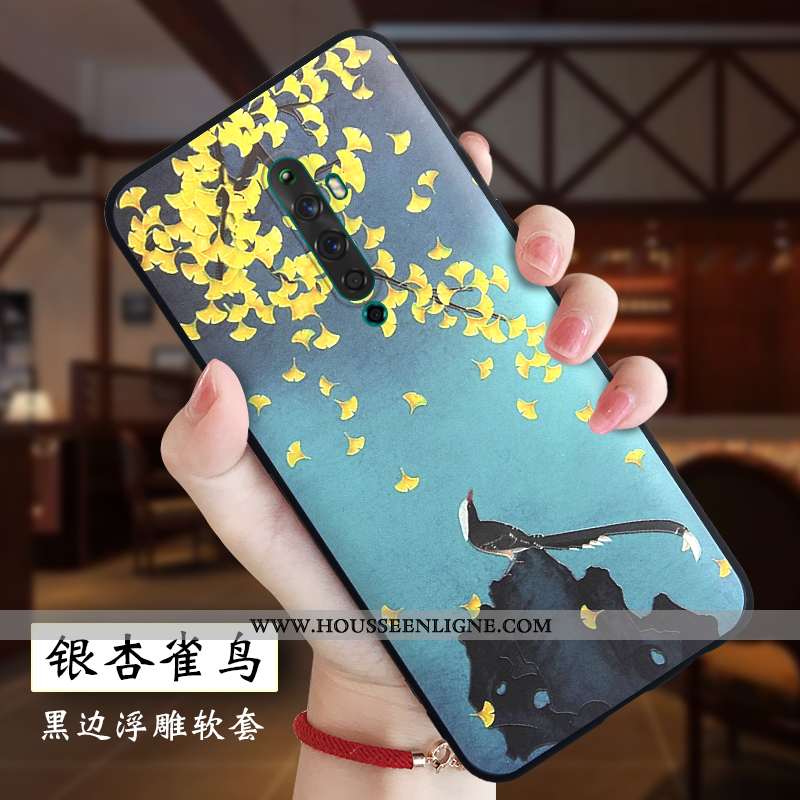 Housse Oppo Reno2 Z Protection Délavé En Daim Rouge Légère Style Chinois Gaufrage Nouveau