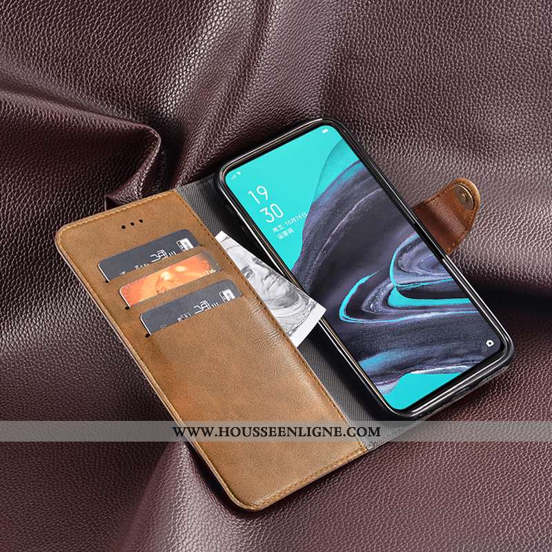 Housse Oppo Reno2 Z Protection Personnalité Support Téléphone Portable Tendance Cuir Nouveau Bordeau