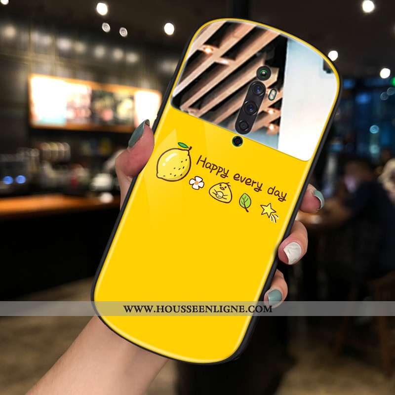 Housse Oppo Reno2 Z Tendance Téléphone Portable Net Rouge Nouveau Rond Coque Jaune